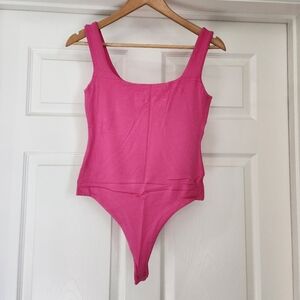 Naked Wardrobe Pink Sleeveless Thong Bodysuit Size Medium NWT